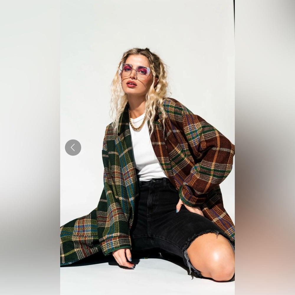 Scorpio 2.0 Half + Half Oversized Coat in Pine + Brown